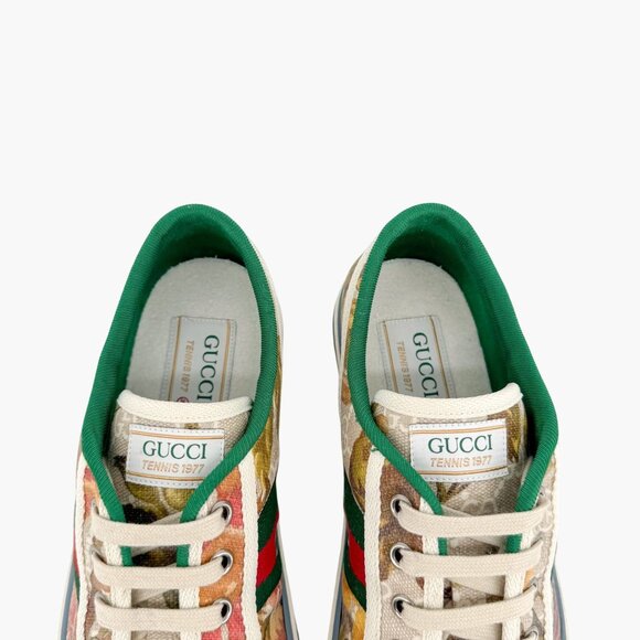 Gucci Tennis 1977 Low Top Sneakers Size 38.5 US 8.5 Beige GG Supreme Water Flora - Picture 5 of 14